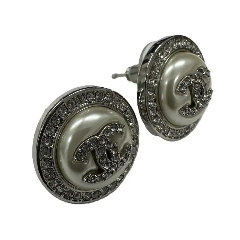 Chanel Cc Logo Round Earrings Sterling #256810C96B - Picture 3 of 9